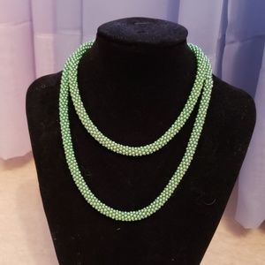 Vintage Green bead rope necklace